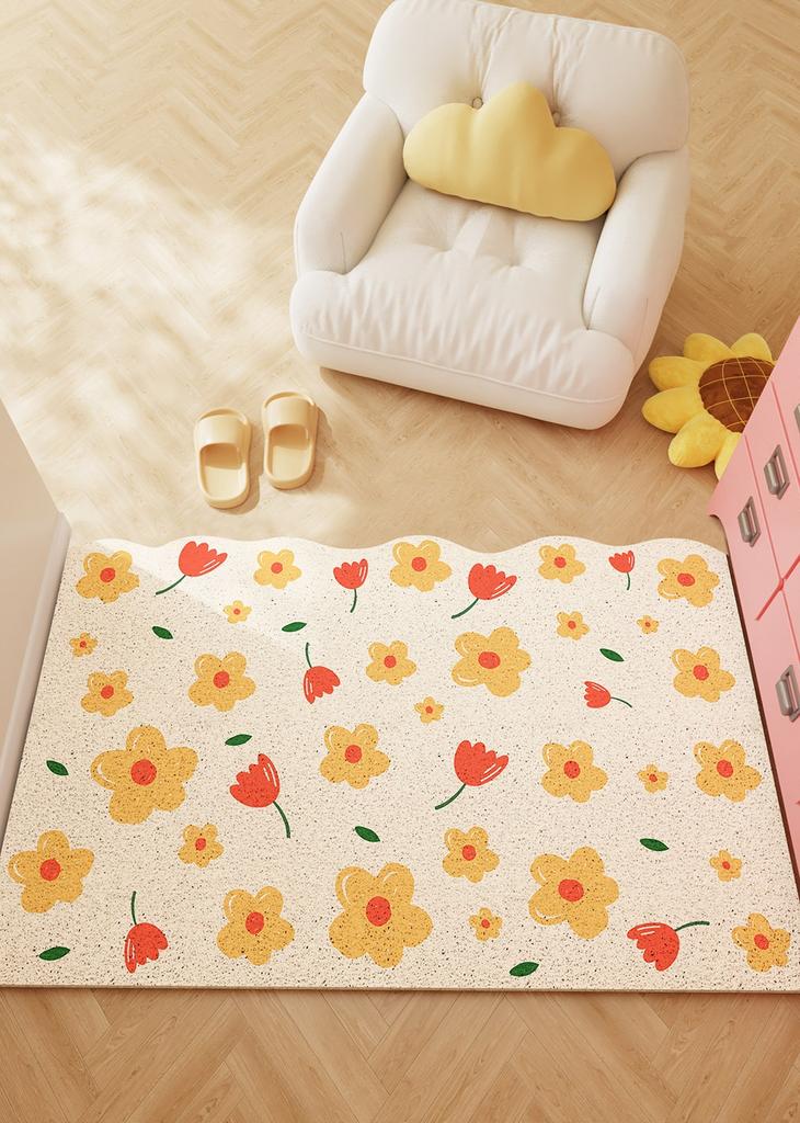 Flower Pattern Carpets for Living Room Fluffy Soft Study Floor Mat Cream Style Bedroom Decor Girl Carpet Thick Plush Bedside Rug