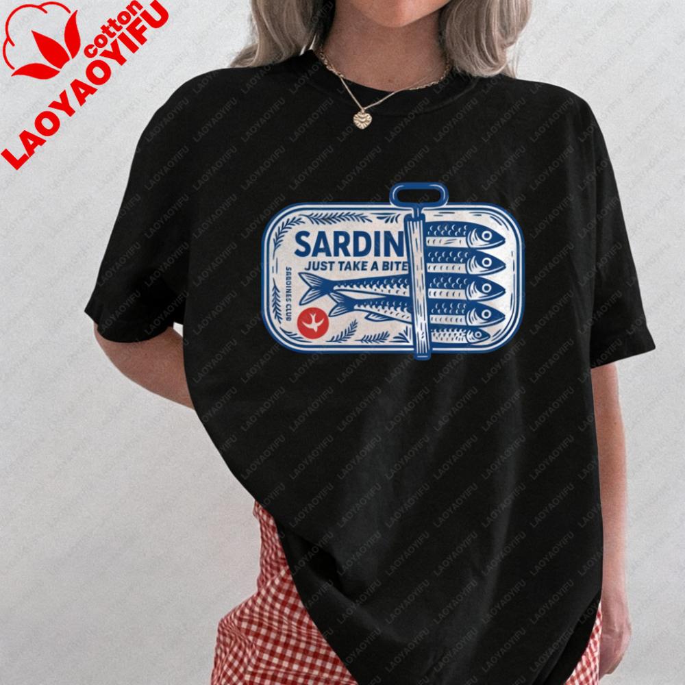 

Vintage Sardines Cotton TShirt Retro Fish Tattoo Graphic Tee for Unisex Women Trendy Aesthetic Top Funny Unisex Tee Foodie Shirt 3XL