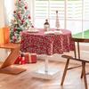 Christmas Snowflake Plaid Tablecloth Cotton Linen Blend Table Cover With Pom Poms Holiday Dining