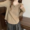 Women Plus Size Hooded Long Sleeve Solid Casual T Shirt Top
