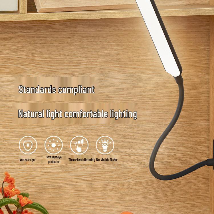 Black LED Desk Lamp with Eye Protection for Dorms and Bedrooms