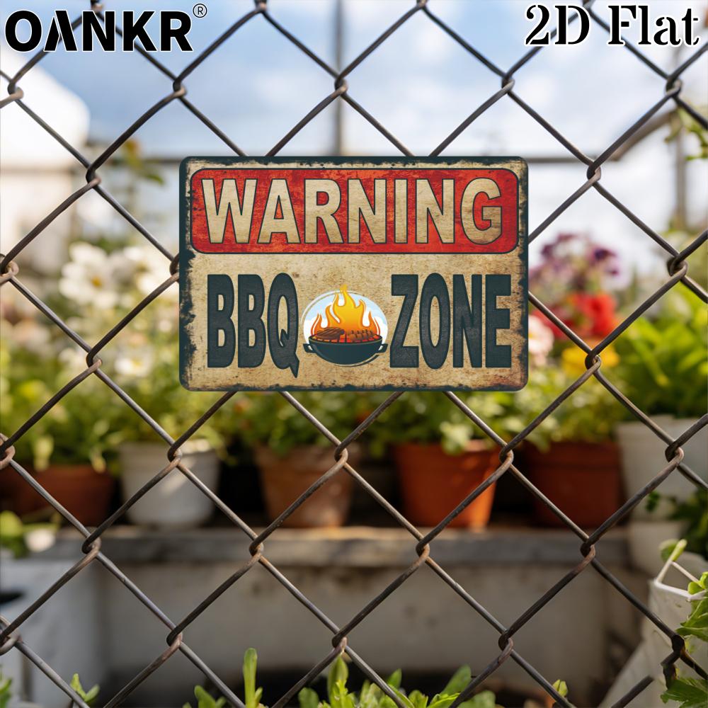 Vintage Warnschild Metallblechschild Grillzone Retro Metallschilder für Hinterhofbar Garten Man Cave Bauernhof Wanddekor Schild