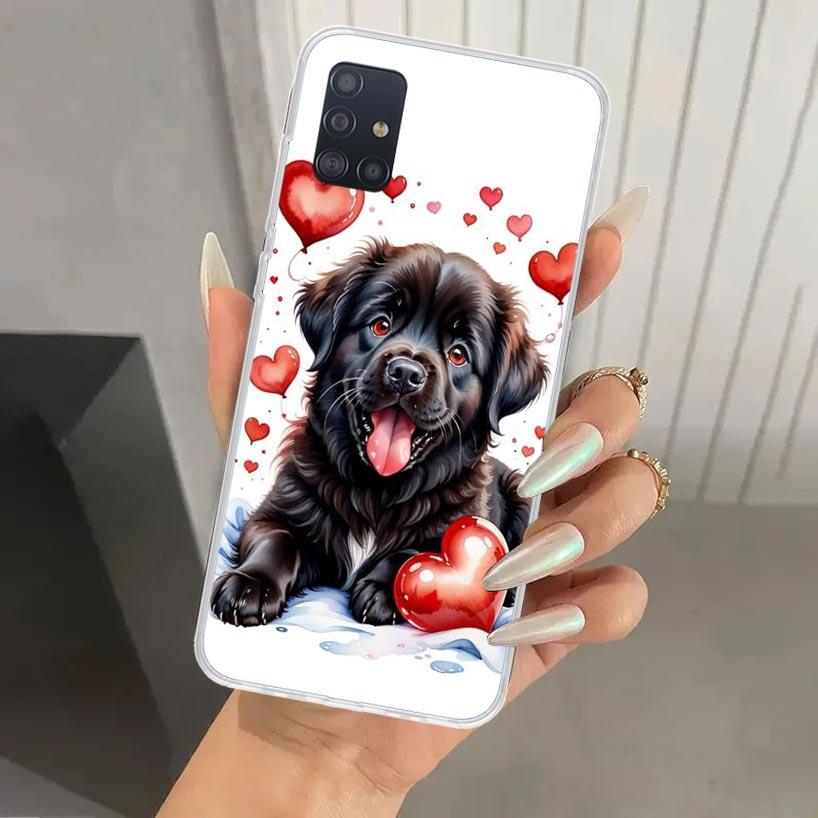 Lovely Puppy Heart Dogs Phone Case for Samsung Galaxy A52 A32 A22 A12 A02S A50S A30S A10S Note 20 Ultra 10 Plus S10 A31 A20 A71