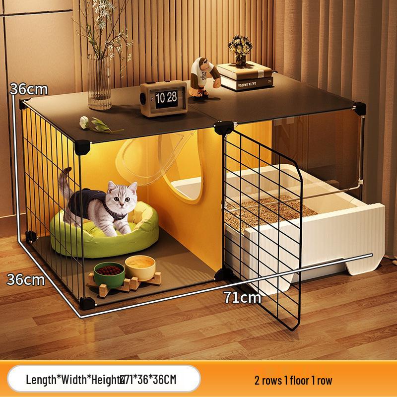 Compact Indoor Cat Villa: Integrated Bed, Toilet, and Play Area - Space-Saving Design for Apartment Living