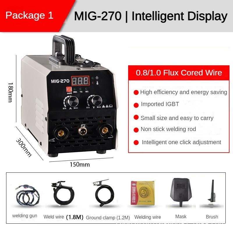 

Портативный многофункциональный безгазовый самозащитный электрический сварочный аппарат MIG-270 Интеллектуальный цифровой дисплей Сварочный аппарат 300 * 150 * 180 мм MIG-270 Set 1
