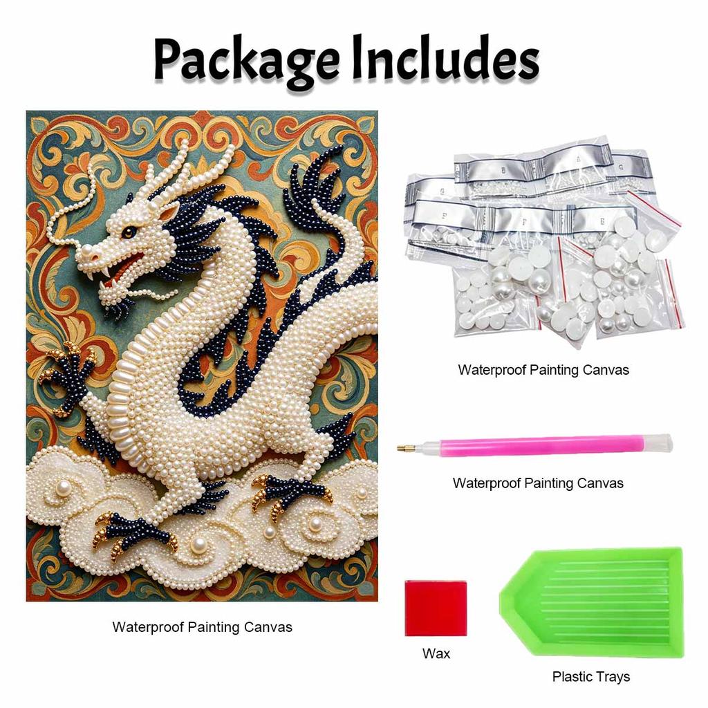 DIY Pearl Gem Chinese Dragon Pattern Shining Bead Craft Art Home Wall Ornament Simple Unframed Room Decoration Art Modern Exquisite Gift Decor