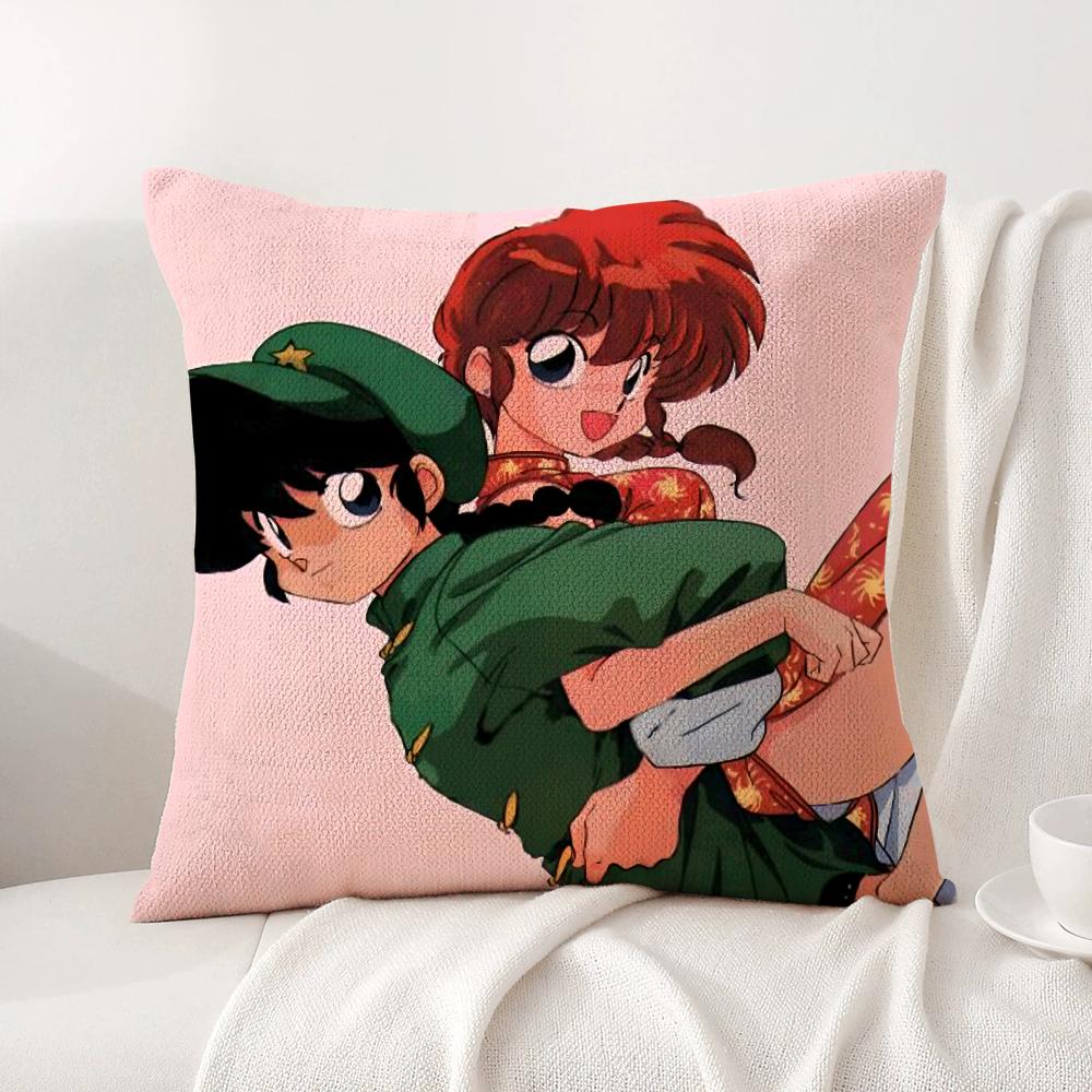 Cartoon R-Ranma1 2 Cushion Cover Summer Coolness Linen Fabric Double-Sided Printing Pillow Case Sofa Home Decor Gift