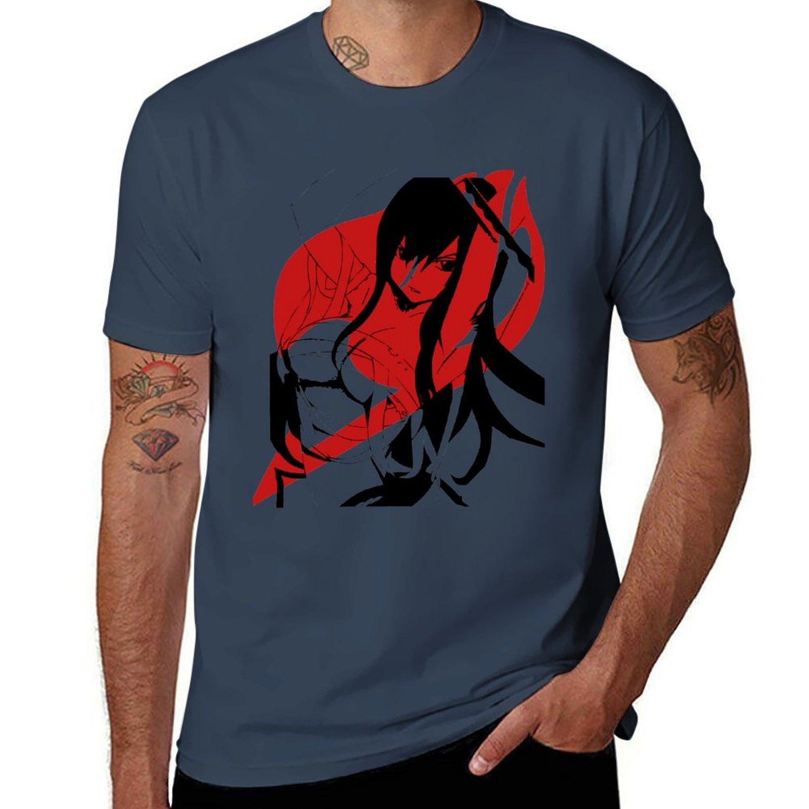Erza Scarlett from FairyTail TShirt Large Size Casual Short Sleeve Top S