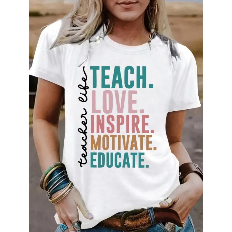 Sommar Tryckt Rundhalsad Pullover Kortärmad Dam T-shirt