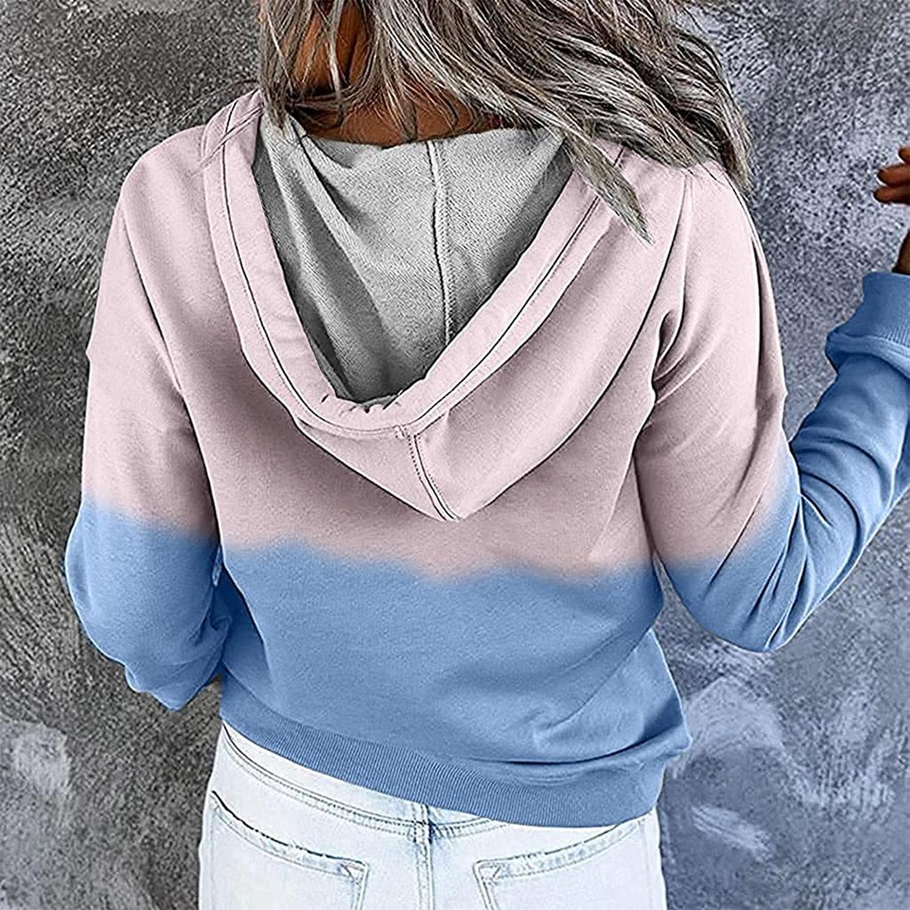 Ladies Hoodie Casual Zipper Hooded Sweatshirt Loose Long Sleeve  Top