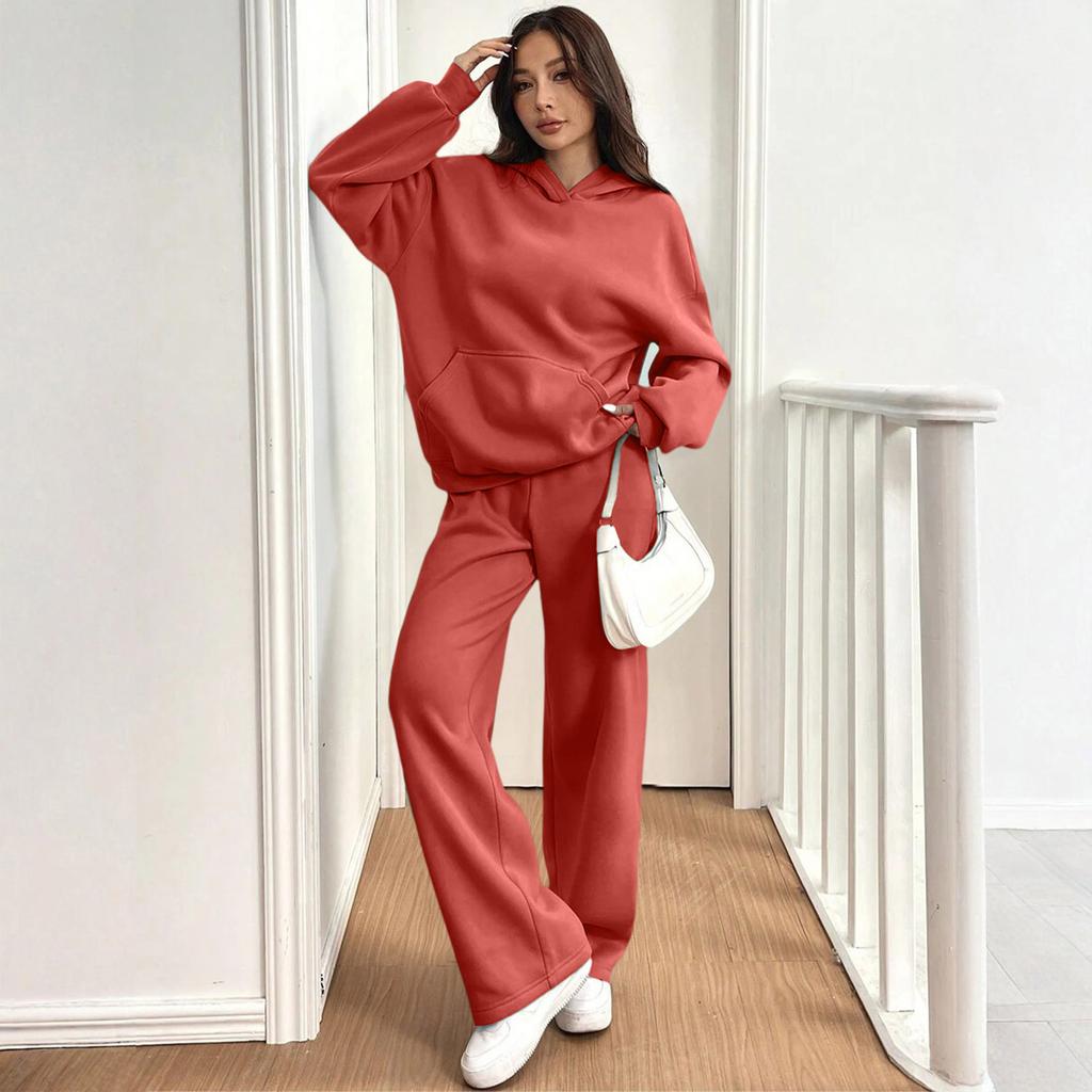 Women's Casual Warm Hooded Sweatshirt And Sweatpants /Winter Sports Set