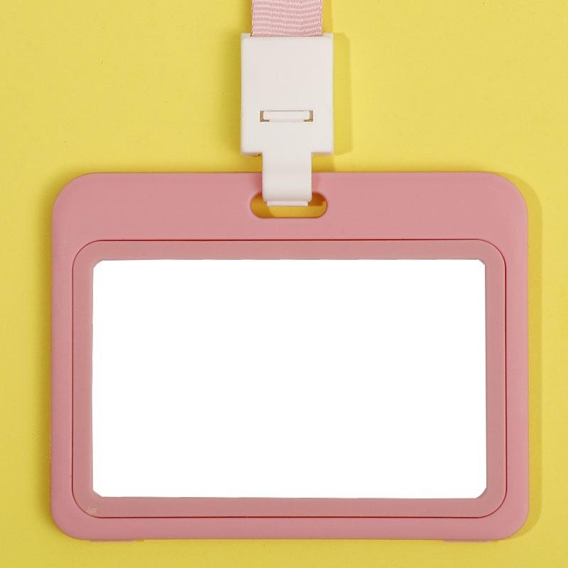 Cute Double Sided Transparent ID Card Holder Waterproof Name Badge Horizontal Id Badge Holder for Work School Clear Plastic