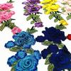 3D Embroidered Sewing On Patches Rose Flower Multicolor Neckline Collar Applique Ethnic Style Craft Flower Patch Sticker
