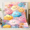 Whimsical Floral Throw Blanket - Cheerful Smiling Flowers in Pastel Hues, Soft and Cozy Blanket for Home Décor - Perfect for Kid