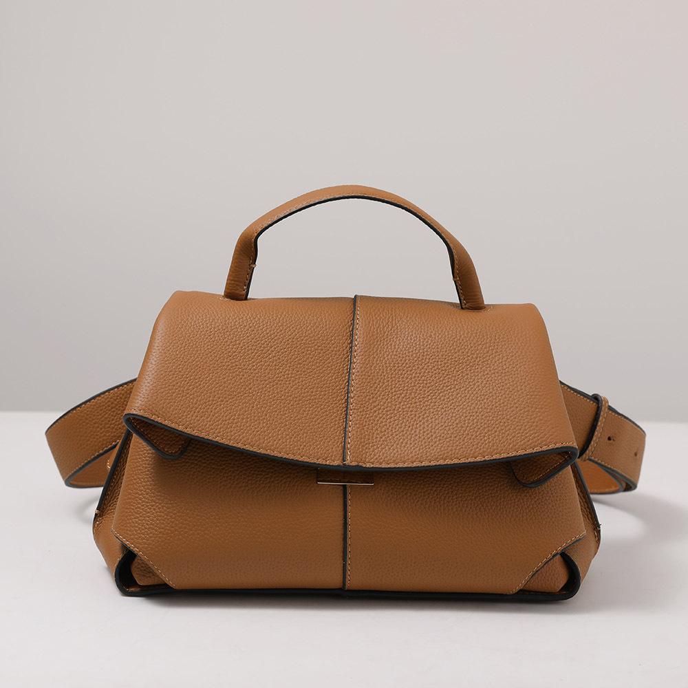 2025 New First-layer Cowhide Niche Design Women's Handbag Genuine Leather Cross-border Explosion Single Shoulder Oblique Span Bag