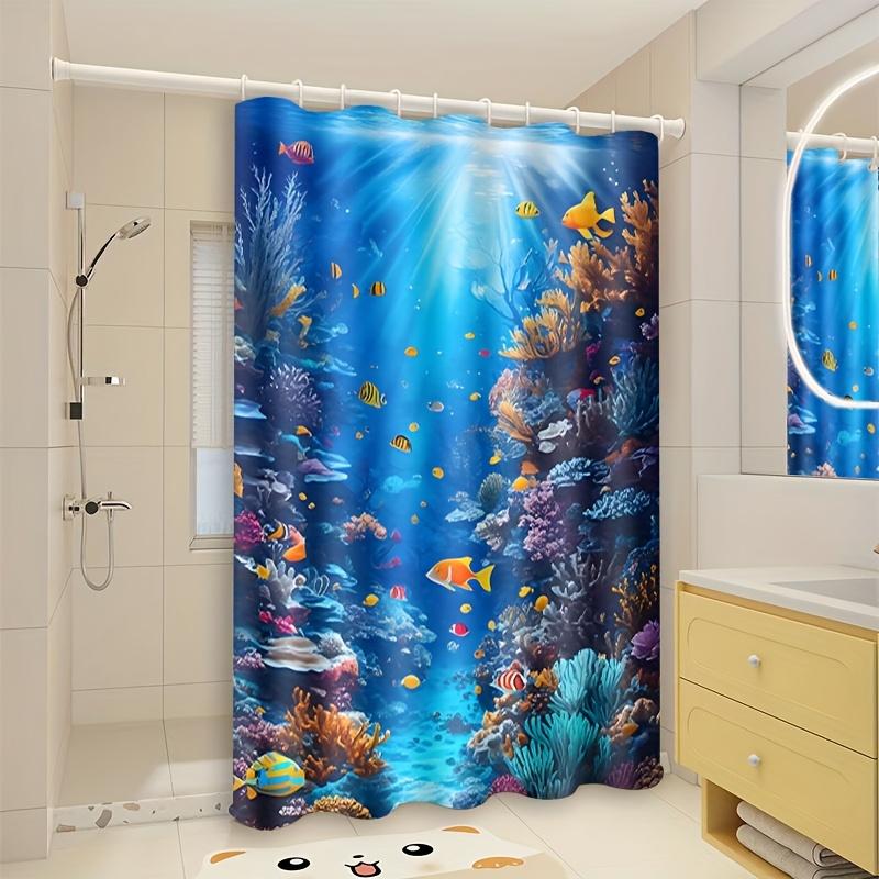 3D Ocean Shower Curtain Tropical Fish Coral Reef Design Sea World Art Calm Nature Decor Waterproof Printed Bath Curtain Home