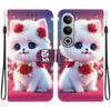 Handgefertigte PU-Leder-Klapphülle für OnePlus Nord CE4 Rutschfeste stoßfeste Hülle mit Handschlaufe & Herz-/Rosen-Katzen-Designs