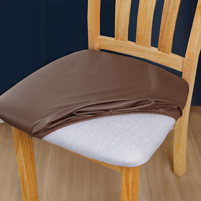 1PC PU Leather Dining Soft Cushion Chair Covers Restaurant Chair Covers Hotel Chair Cushion Covers Removable Suit for 36-48cm