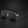 Übergroße Retro Doppelsteg Polygon Quadratische Metall Herren Sonnenbrille Mode Farbverlauf Gläser UV400 Trendige Damen Sonnenbrillen