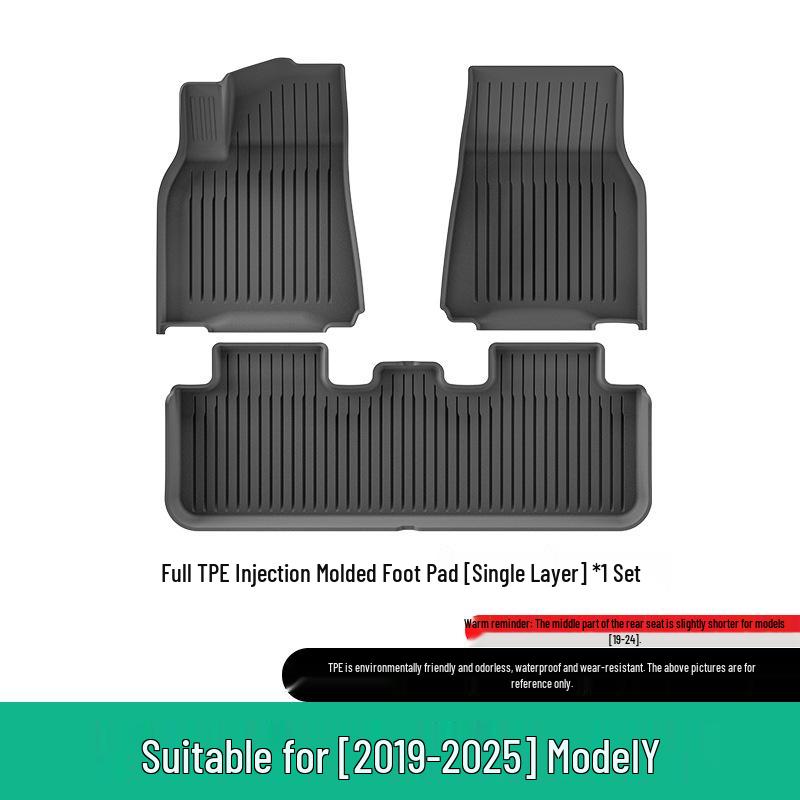 Eco-Friendly TPE Car Floor Mats for 2019-2025 Tesla Model Y, Left/Right Drive.