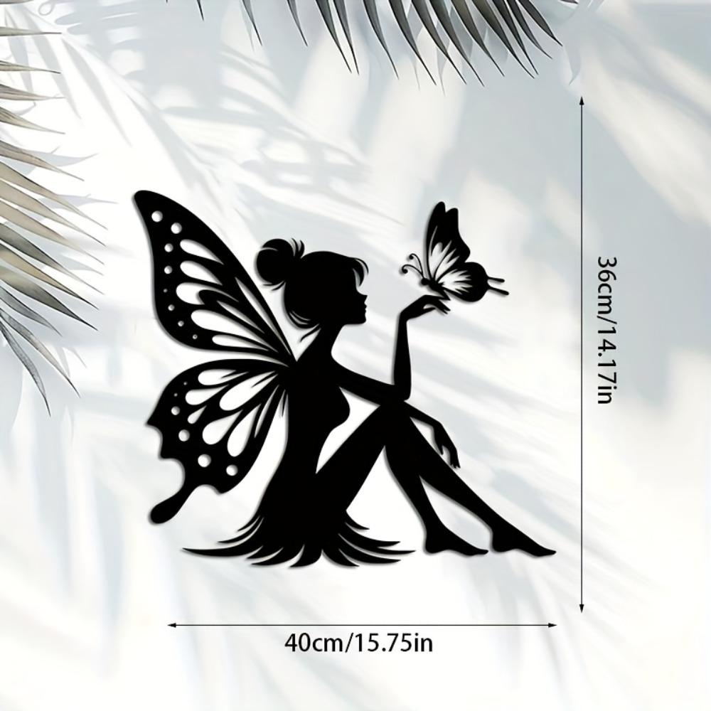 Modern Laser Cut Metal Wall Sculpture 15.75in Fairy Design for Home Garden Yard Decor Indoor Outdoor