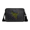 Charter 24 Classic Solid Color Cartoon Dinosaur Print Zipper Closure Shoulder Bag Crossbody Bag Medium Men Shoulder Bag Black CF076-CHR