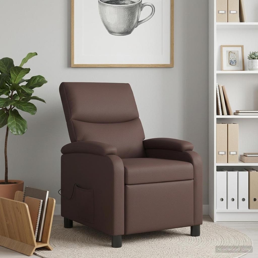 Massage Recliner Brown Faux Leather