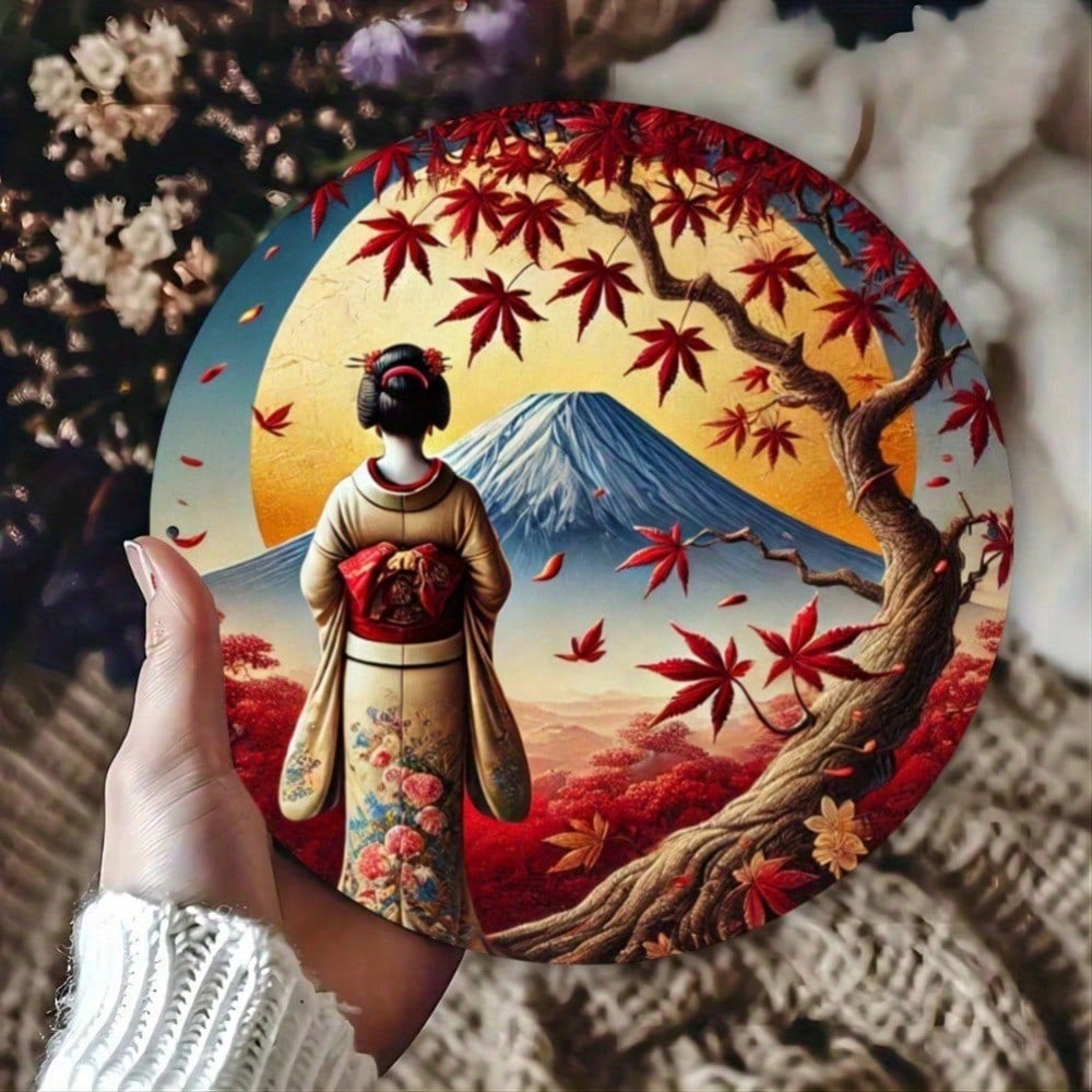 

Japanese Kimono Cherry Blossom Retro Tin Sign Vintage Metal Plate Home Bar Coffee Shop Wall Decor Housewarming Gift 20x20 різнокольоровий