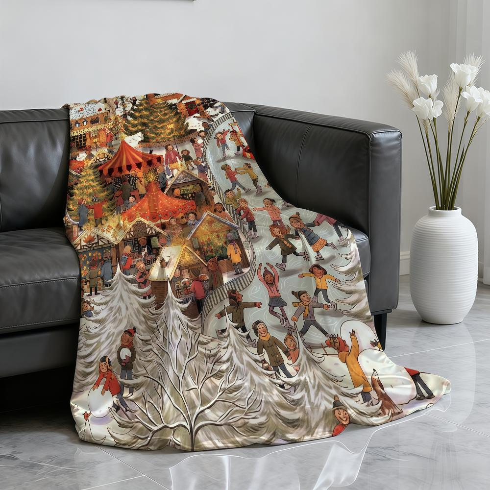 Retro Country Christmas Blanket For Soft Throw Blanket for Picnic Bed Sofa Home Bedroom Cozy Warm Comfortable