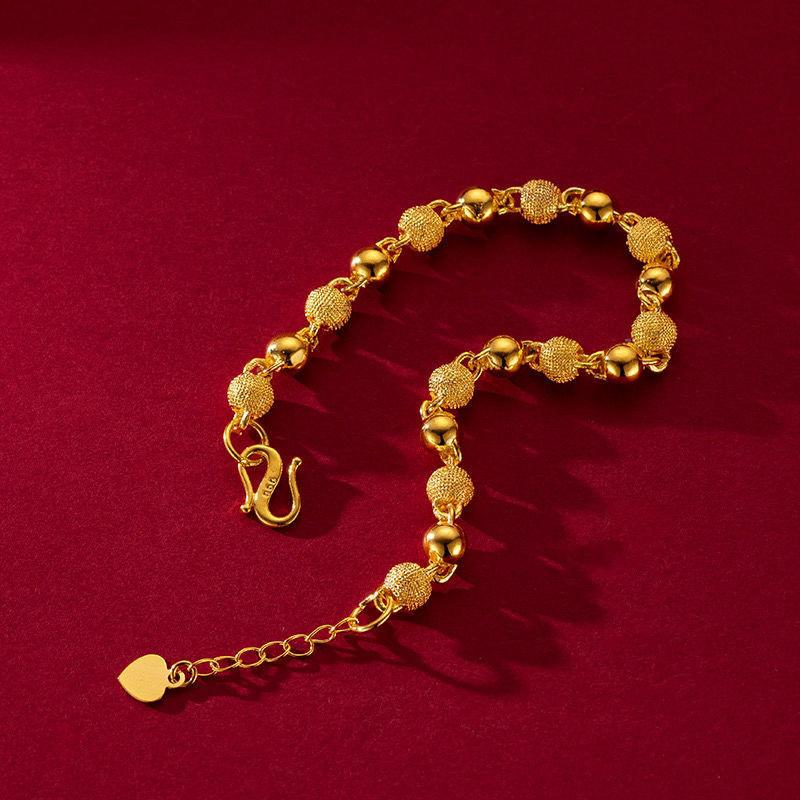New Gold Plated Ball Beads Bracelet For Women Girls Fashion Chain Bracelet Wedding Jewelry Gift