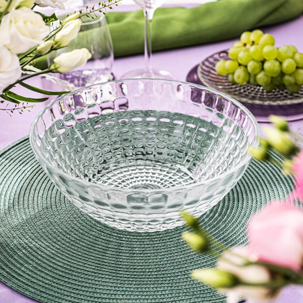 Salaterka Szklana Miska Przezroczysta Zdobienia Duża 22,5cm 1,7L 1szt Panteon