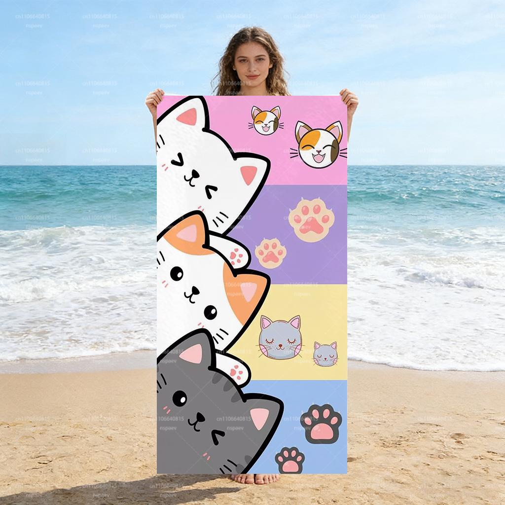 

Cute Cartoon Cat Paw Beach Towel, Super Absorbent Quick Dry Towel for Swimming Pool Travel Vacation W40*H60(CM)