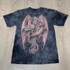 The Mountain Dragon Gothic Cross Fantasy Tee Medium Tie Dye Short Sleeve Y2K