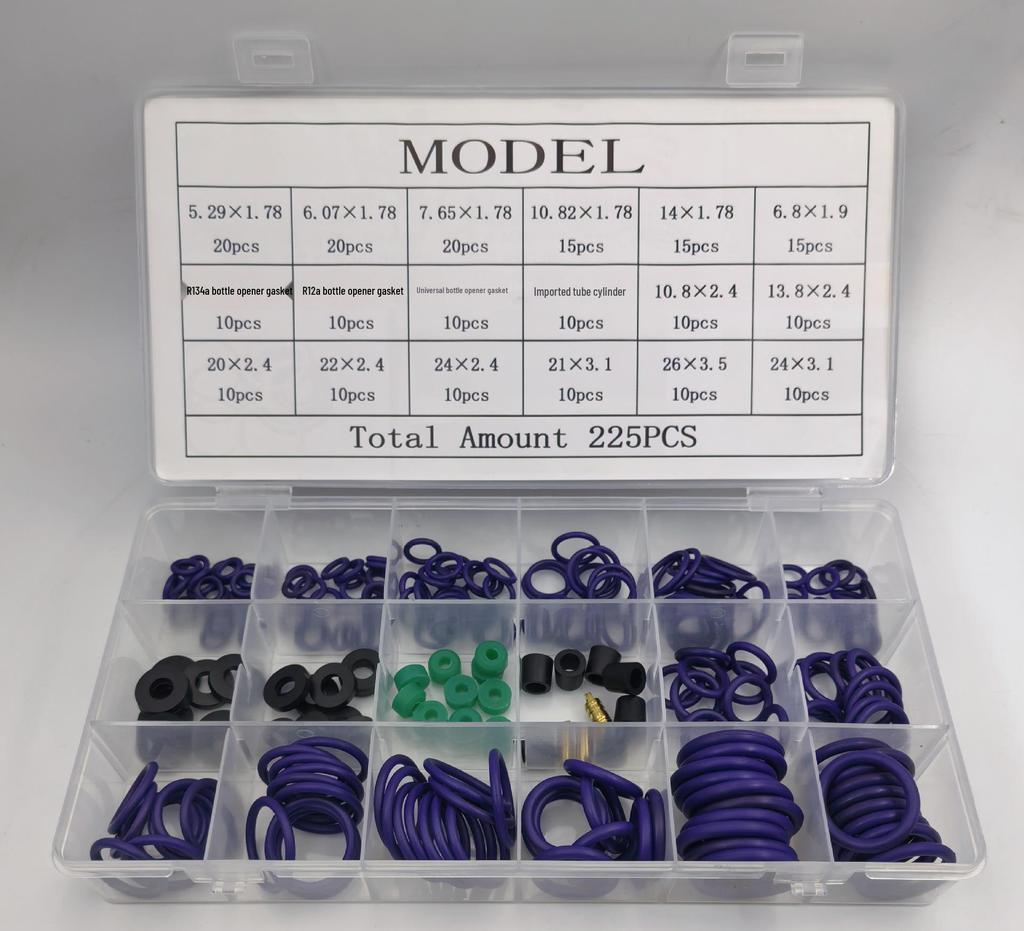 270-Piece Green O-Ring Set & 225-Piece Purple O-Ring Set for Car AC Repair - Waterproof