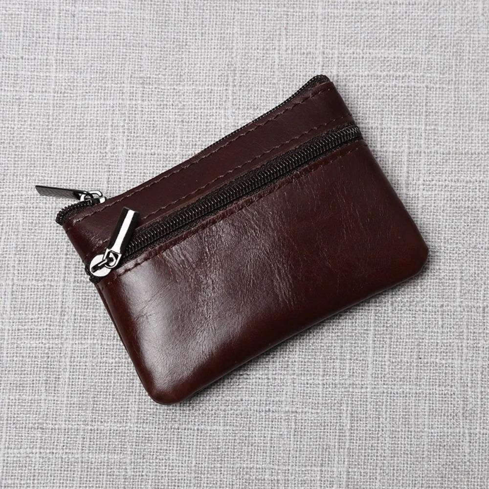 Portable Zipper Small Wallet Leather Key Case Simple Mini Coin Purse  Short Handbag