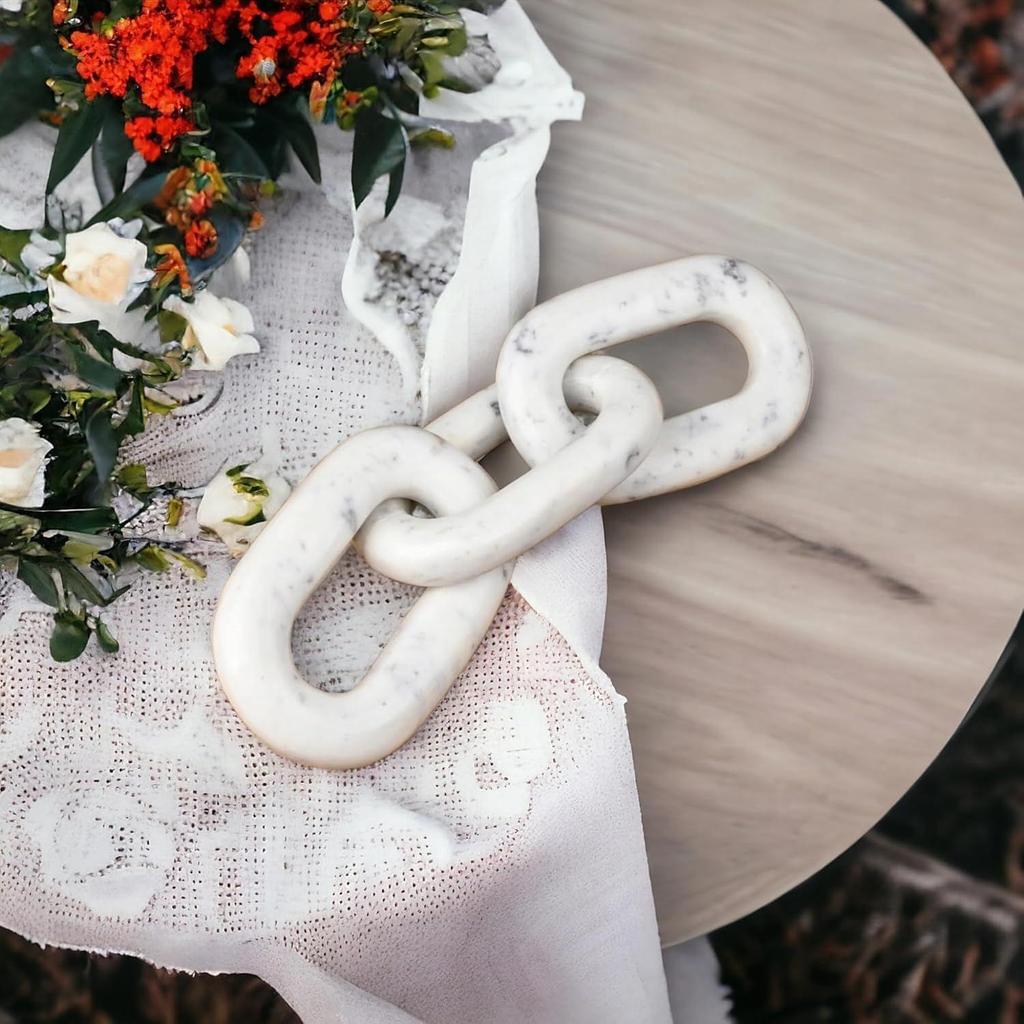Elegante Nodo a Catena in Marmo- Moderni Oggetti Decorativi da Tavolino da Caffè- Decorazioni per la Casa da Libreria, Decorazioni da Tavolo per Soggiorno