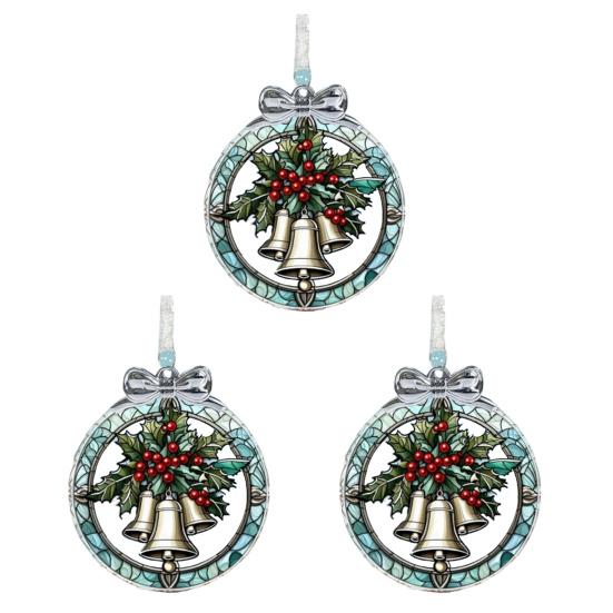 Yousheng Bell Stained Glass Orament Small Bell Suncatcher Window Christmas Tree Hanging Ornaments for Christmas Home Decor