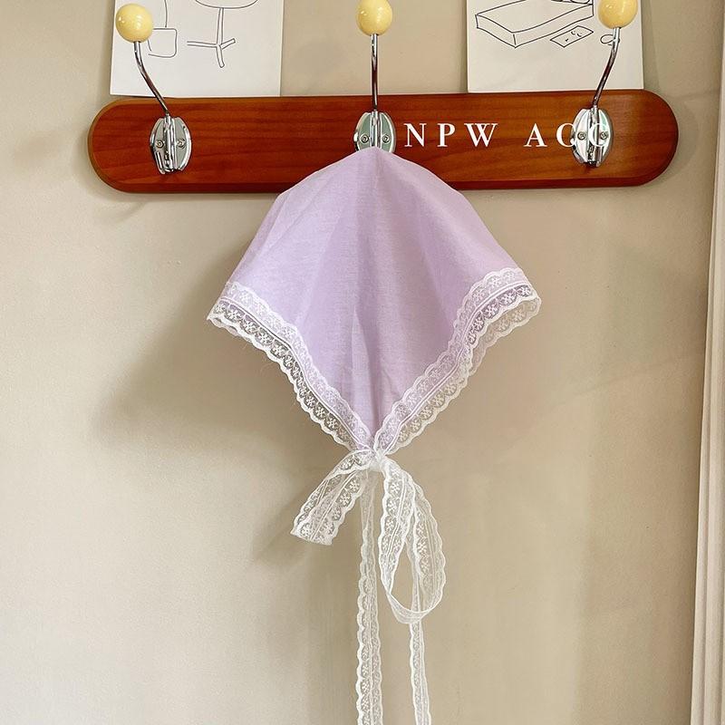 The New Summer Ins High-end Lace Headscarf Pastoral Style Baotou Triangle Scarf Headband Female Light Luxury Headdress Hair Accessories
