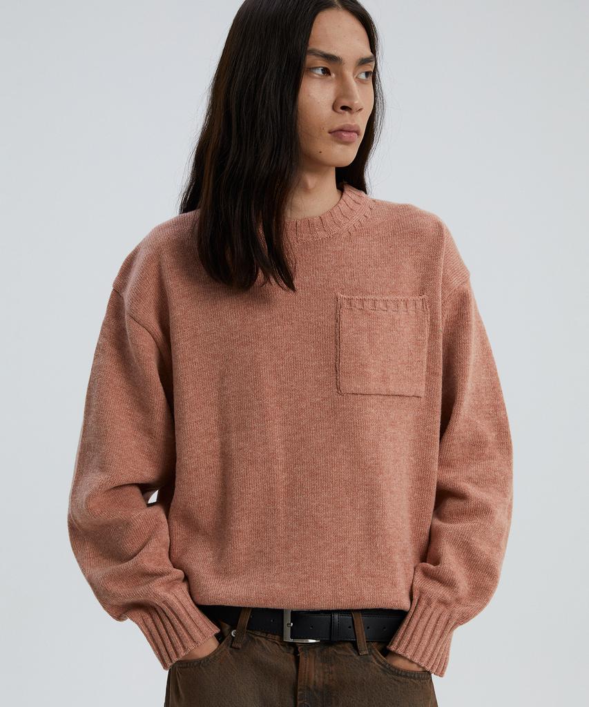 KNITTED Cashmere Wool Pocket Round Knit Dusty Pink