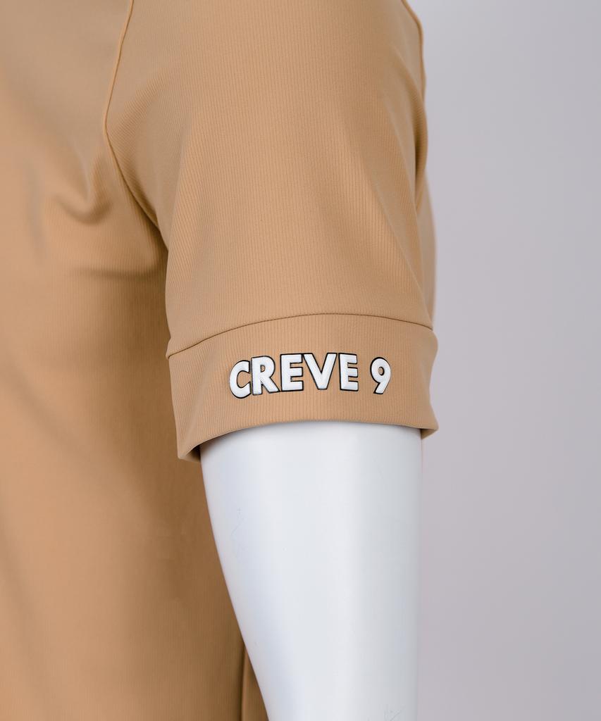 CREVE9 Mock Neck Logo Point Short Sleeve T-Shirt Bg