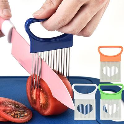Edelstahl Zwiebel Nadel Gabel Gemüse Obst Slicer Tomaten Cutter Schneiden Halter Küche Zubehör Werkzeug