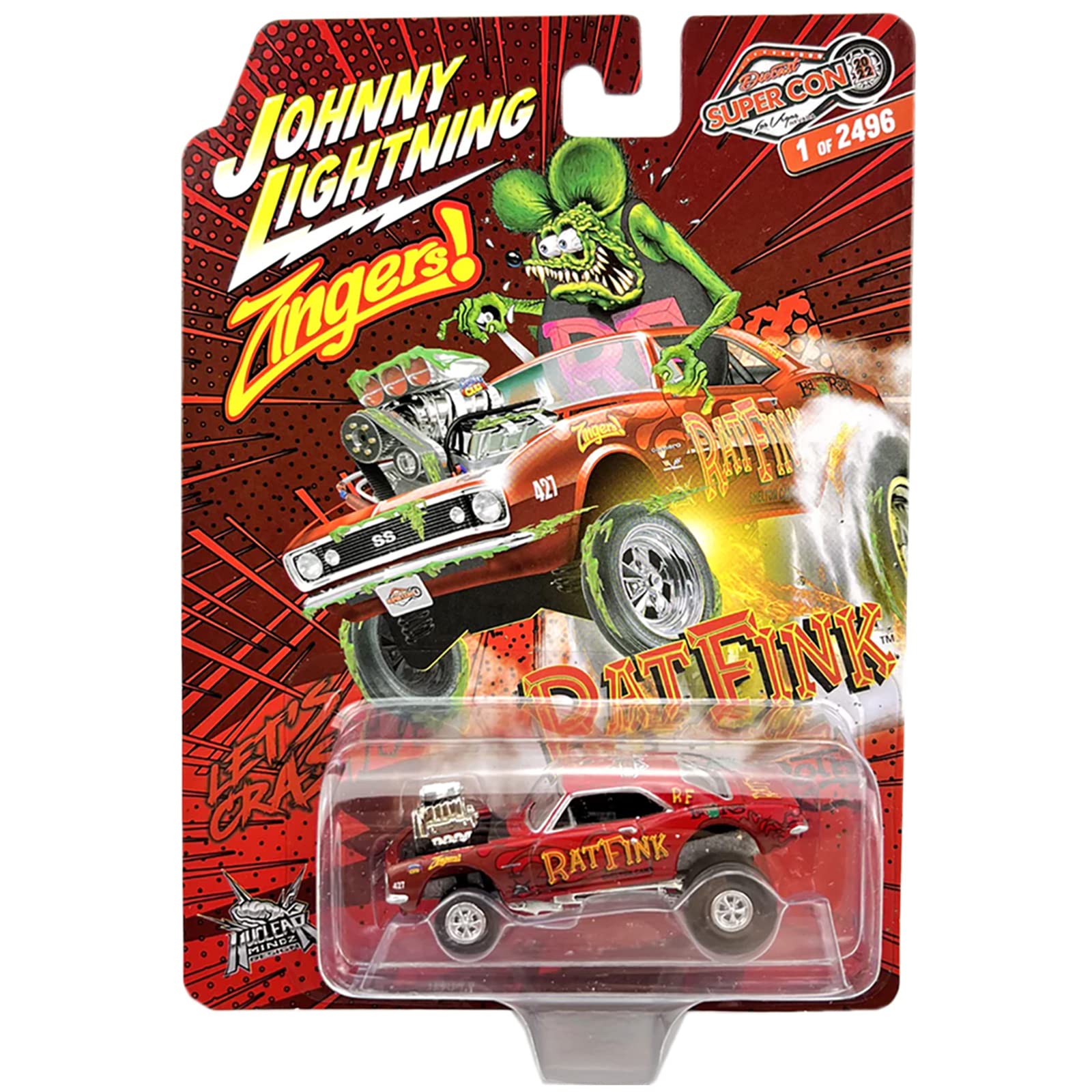 

Johnny Lightning Rat Fink 1967 Chevy Camaro Zinger SUPERCON Эксклюзивный мини-автомобиль Rat Fink 1:64 - [Предмет]