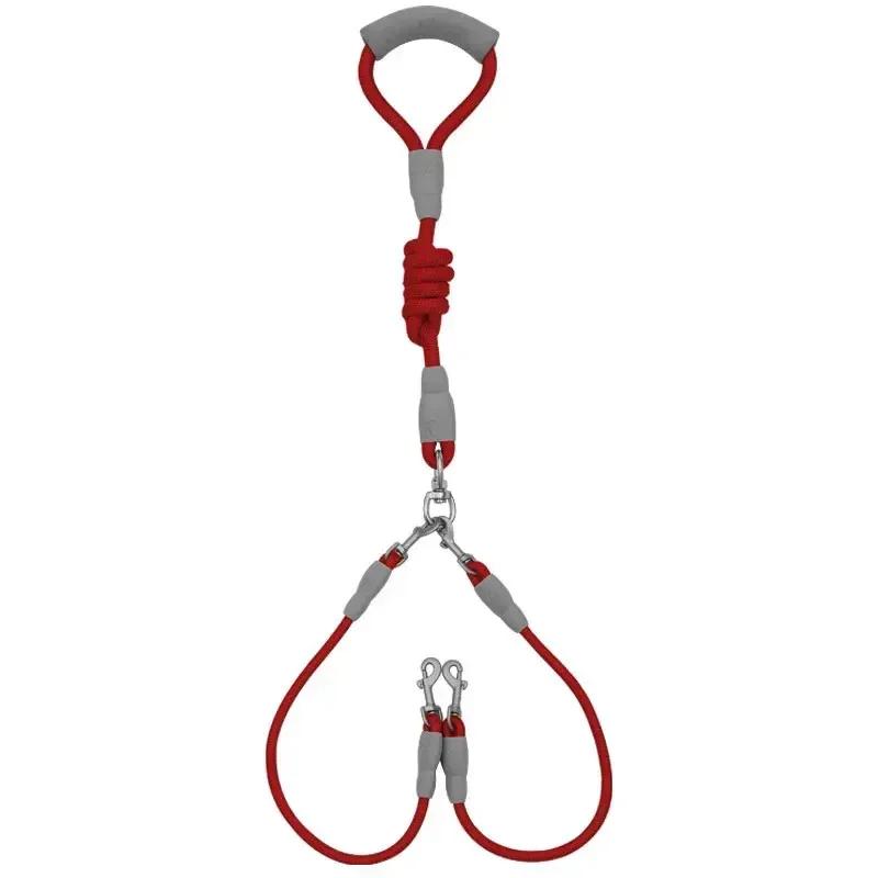 

Поводок для выгула собаки с двумя поводками, поводок-разветвитель, не запутывающийся и отстегивающийся, поводки для рук, веревка для средней и крупной собаки