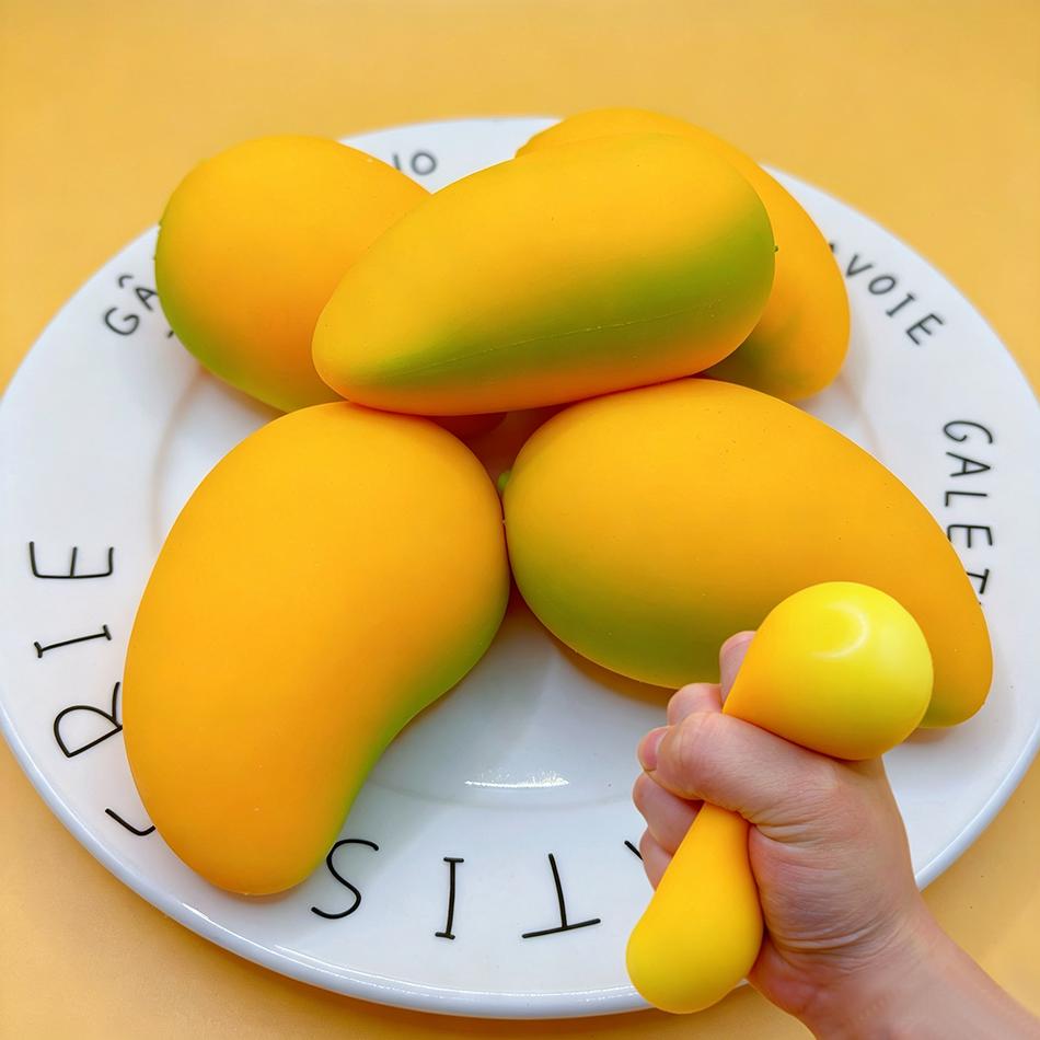 Squishy Mango Stress Balls Squeeze Toy Color-Changing Mango Handmade Squishy Fidget Balls Stress Relief Toy Gift