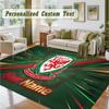 Crystal Velvet Square Rug Custom NameWales Rugby Pattern Non Slip Home Floor Decor Rug
