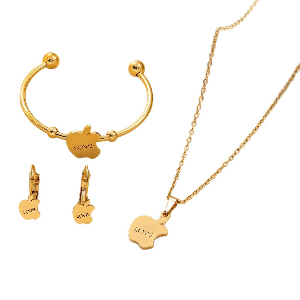 Stainless Steel Jewelry Set: Exquisite European & American Style Bracelet, Earrings, and Necklace