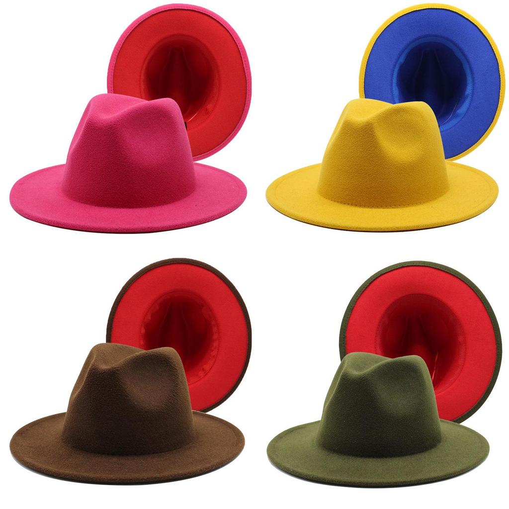 Vintage Woll-Fedora-Hut mit breiter Krempe für Herren Damen Sommer Sonnenschutz