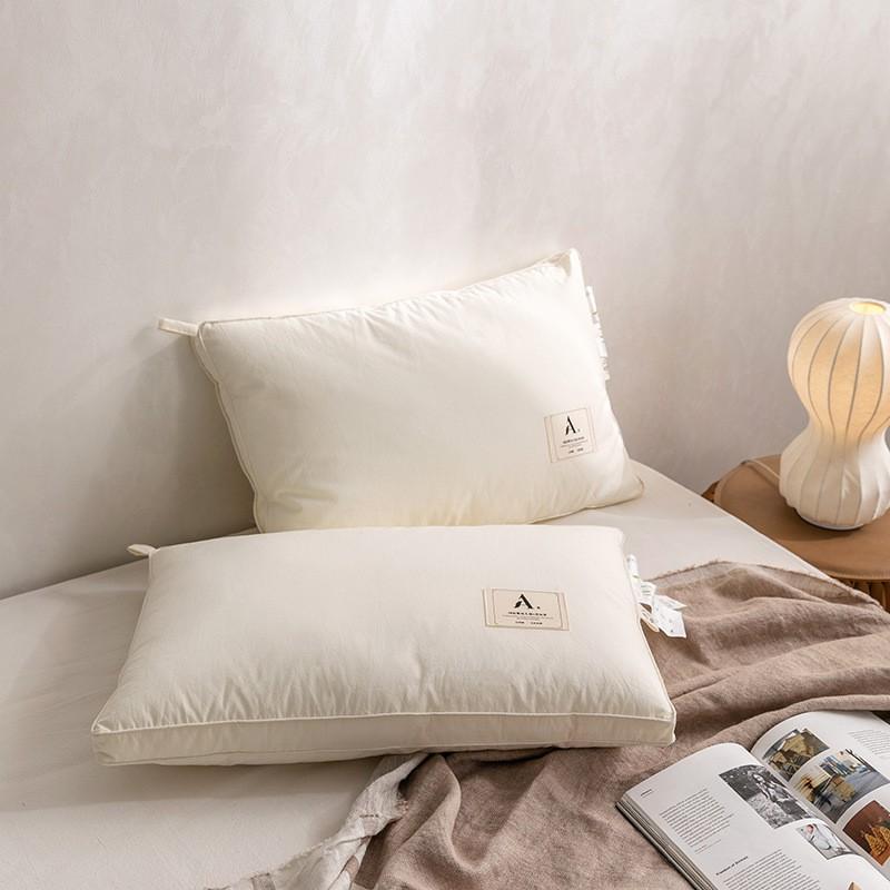Soft Cotton-Feel Hotel Pillow With Ultra-Fine Microfiber Fill Lightweight Plush Comfort Single Bed 48x74cm Pair