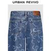 UR Women's Retro Bow Cotton Wide-Leg Denim Jeans UYL850208