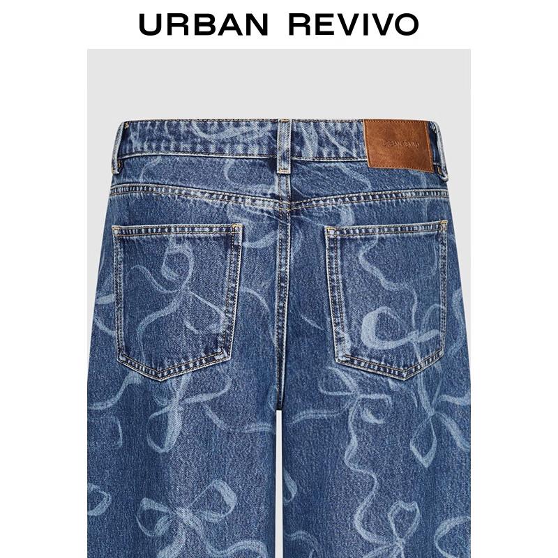 UR Women's Retro Bow Cotton Wide-Leg Denim Jeans UYL850208